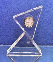 New no Box VAL St LAMBERT Crystal COSMOPOLITAN 6 3/4"h Table Quartz Clock