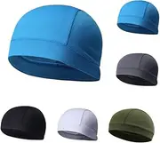 [WESIEVYA] Quick Dry Cycling Skull Cap for Men Workout Headband Cycling Hat Men's Beanie Suitable for Mountain Biking Road Racing Black