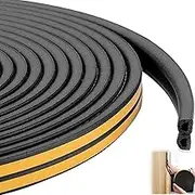 Weather Stripping Door Seal,Silicone Door Weather Stripping,Door Seal Strip for Door Frame Window Insulation,Self-Adhesive Backing Seals Large Gap (Black)