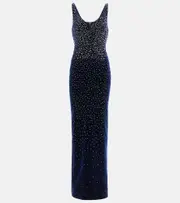 [Alex Perry] Alex Perry Singlet crystal-embellished velvet gown AU 4 blue