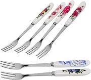 Ipetboom 6Pcs Wear Resistant Dessert Forks with Ceramic Handle Multi Functional Small Forks for Fruits Cakes Appetizers for Home Parties and Restaurants