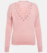 [Alessandra Rich] Alessandra Rich Embellished wool-blend sweater AU 4 pink