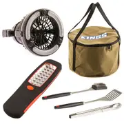 Kings 2in1 LED Light & Fan + Work Light + Camp Oven Canvas Bag + BBQ Tool Set