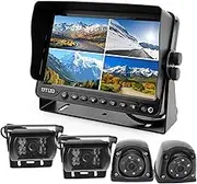 Elinz Quadscreen 9" DVR 4 Camera Package Kit 360 View Reversing Forward Side 12V 24V Bus Trucks Caravan 4 Cameras Night Vision Heavy Duty 8OOTVL 6OOTVL 120Deg View Angle