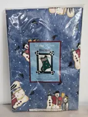 Debbie Mumm 60” Round Christmas Snowman Vinyl Flannel Back Tablecloth Unopened