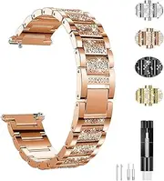 [Turnwin] Jewelry Bling Bands intended for Fitbit Versa Band/for Fitbit Versa 2 Band intended for Women, Diamond Rhinestone Bracelet Metal Strap Replacement intended for Versa/Versa 2/Versa Lite smartwatch (Rosegold)