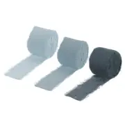 3 Rolls Chiffon Ribbon 2" 7Yard Deep Grey Blue/Light Grey Blue/Grey Green