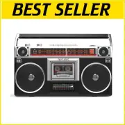 AM/FM Retro Boombox with Bluetooth, Cassette Recorder & Expanded Connectivity