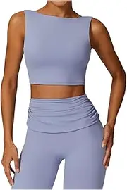 [WGIMAXTOR] Running Sports Bra Women High Support Impact Open Back Yoga Breathable Slim Fit Fitness Tank Top with Removable Pads