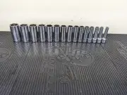 #bh857 Snap-On 313TSY 1/2" SAE 6 Point Deep Socket Set 3/8" 1-1/8" + TS401 1-1/4