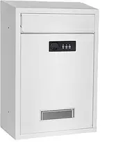 Wall Mounted Letter Mailbox with Combination Lock, Wall Mounted Locking Vertical Letters Newspapers Dropbox Mailbox Post Box Nameplate Large Capacity for Wall and Fence, Matt White