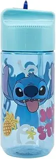 Stitch Characters Childrens Tritan Reusable Drinking Bottle 430ml - Holiday, Back to School Lunch Kids BPA free Plastic Includes Half Size 12pcs Pencil Set (Stitch)