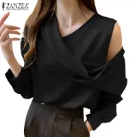 在飛比找蝦皮商城優惠-Zanzea 女式韓版時尚圓領露肩長袖襯衫