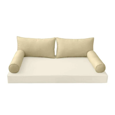 *COVER ONLY*-Style 2 Outdoor Bolster Back Pillow Slipcover Piped Trim Twin-AD103