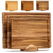 Wood Cutting Boards For Kitchen Meal Prep & Serving, Bamboo Cutting Board Set...