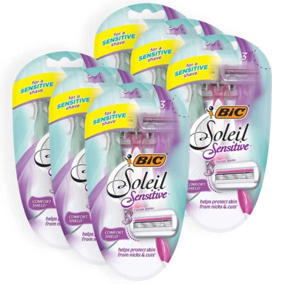18pc Bic Soleil Women's Sensitive Comfort Independent 3-Blade Razors Shavers