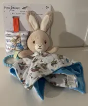 Security Blanket Plush Lovey Rattle Crinkle 13" Peter Rabbit 2 Piece Gift Set