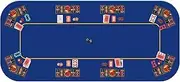VIVOHOME 79 x 36 Inch Foldable 8-Player Texas Poker Card Table top Layout Portable Anti-Slip Rubber Board Game Mat with Cup Holders and Carrying Bag Blue