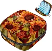 Period Bag,Sanitary Napkin Storage Bag,Autumn Sunflower Flower,Tampon Bag for Purse