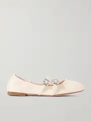 [Roger Vivier] Roger Vivier - Crystal-embellished Leather Ballet Flats - Off-white - IT39 IT 39 Off-white