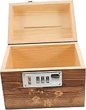 Decorative Wooden Piggy Bank with Password Lock Compact Coin Bank for Adults Vintage Style Money Box for Home Decor and Savings Present for Friends and Family