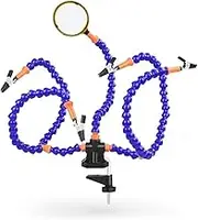 Solder Helping Hands with Magnifying Glass Station Soldering Third Hand Tool 5pcs of Flexible Arms Clamp Swivel Holder