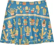 [FRODOTGV] Green Cactus Pots Blue Athletic Skirt Girls with Shorts Athletic Skort for Girl Kids Cheer Skirt