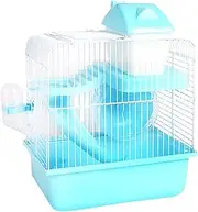 Double Layer Hamster Cage Small Animal Cage Pet Accessories Exercise Playing House for Small Animals Sugar Glider, Blue