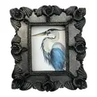 Great Blue Heron bird mini watercolor print in vintage style ornate frame
