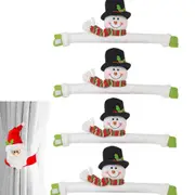 4pcs Christmas Curtain Buckle Tieback Santa Snowman ELK Window Decorations Christmas Cartoon Doll Curtain -Snowman