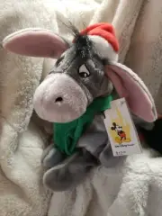 Disneyland WDW 12" Santa Eeyore Christmas Plush retired with beans