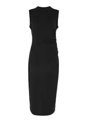 Vince Ruched Knitted Midi Dress - Black - XL (UK16 / XL) XL (UK16 / XL)