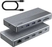 Laptop Docking Station 11-in-1 USB-C Dock with Dual 4K HDMI 8K DisplayPort 4 USB