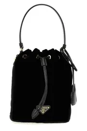 PRADA Logo Velvet Bucket Bag