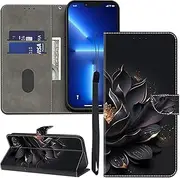 [GLANDOTU] Leather Case for Samsung Galaxy A15, Card Slots Pattern Flip Motifs, Wallet Mobile Phone Case, Protective Case, Compatible with Samsung A15 Case - Purple Lotus