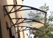 2m x 1.2m DOOR/WINDOW AWNING Clear or Dark POLYCARBONATE/Grey Plastic Brackets