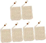 AUTSUPPL 6pcs Soap Foaming Soap Saver for Small Soap Storage Drying Pouch Hanging Rope Beige