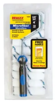 Whizz 25009F Blue/White Microfiber Mini Paint Roller Cover 4 W x 3/8 Nap in.