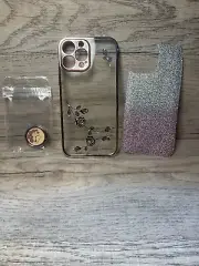 iPhone 13 Pro Max Case Glitter Cute Flowers With Ring Holder