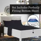 Luxury Bed Sheet Set Super Soft Egyptian Cotton Attached Waterbed Black Solid