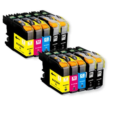 10 PK Ink Cartridge Set w/ chip fits Brother LC203 XL MFC J460DW J480DW J485DW