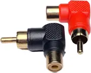CESS Right Angle RCA Connector Female to Male 90 Degree Elbow (4 Pack)