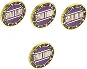 Totority 4pcs Big and Small Blinds Poker Cards Metal Poker Chips Game Supplies Card Dealer Number Chips Poker Tokens Counting Money Tokens Game Tokens Game Counting Chips Purple Iron