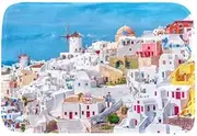 Doormats Greek White Architecture Custom Print Bathroom Mat Waterproof Fabric Kitchen Entrance Rug, 23.6 x 15.7in