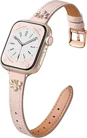 Getino Slim Band Compatible with Apple Watch Bands for Women 38mm 40mm 41mm 44mm 45mm 46mm 49mm 42mm, Soft Top Grain Genuine Leather Replacement Strap for iWatch Series 10 9 8 7 6 5 4 3 2 1 SE Ultra