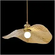 CJLWSLCO Creative new Chinese Pendant Light Zen lotus leaf style Ceiling Light Fixture Copper Lotus Leaf LED Pendant Lights Home Indoor Decor Hanging Living Dining Room Suspension Hanging Light(Cold W