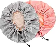 SOESFOUFU Silk Sleep Cap Double Layer Satin Lined Beanie Shower Cap for Women Hair Bonnet