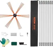 VEVOR 8 m Chimney Sweep Kit, w/ 8Reinforced Nylon Flexible Rods, Ergonomic Chimney Cleaning Brush, 360-Degree Brush Chimney Cleaner, Rich Accessories for Fireplace Flue Home Use Fits Most Pipes