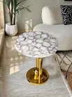 White Agate Corner Table Top, Round Agate Console Table Top, Home Decor