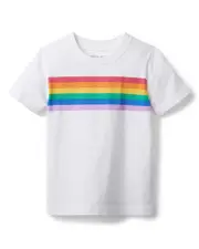 Janie and Jack Rainbow Striped T-Shirt 1218 White